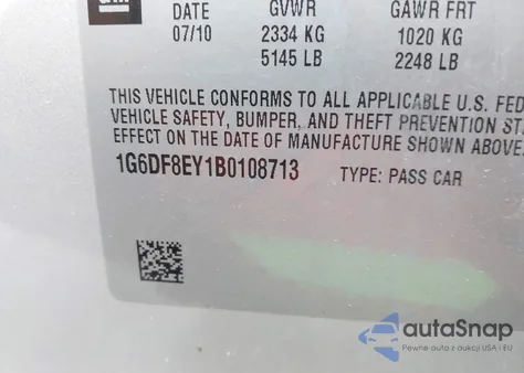 2011 Cadillac Cts Luxury z USA, uszkodzony, nr VIN 1G6DF8EY1B0108713